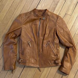 Massimo Dutti Camel Leather Jacket